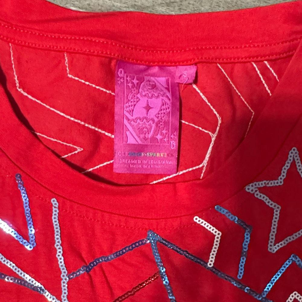 QUEEN OF SPARKLES Red Dress with Star Sequins - Picture 2 of 3